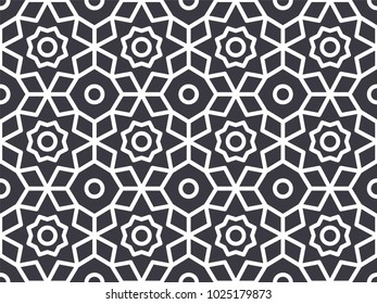 Endless Christmas Pattern. Black and White. Shape.