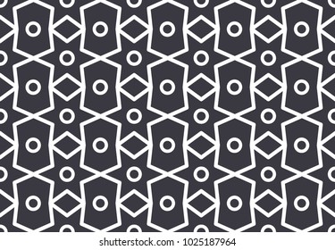 Endless Christmas Pattern. Black and White. Shape.