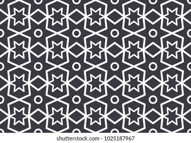 Endless Christmas Pattern. Black and White. Shape.