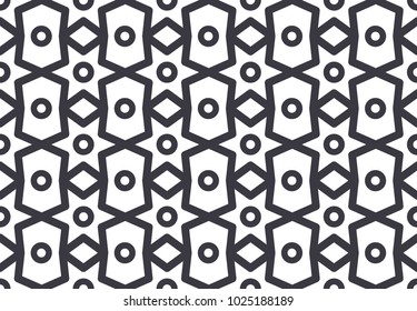 Endless Christmas Pattern. Black and White. Shape.