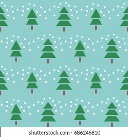 Endless Christmas Pattern. Christmas tree and Snowflakes.