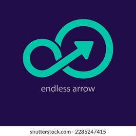 Endless circle and arrow logo. Unique design. Innovative arrow logo template. vector.