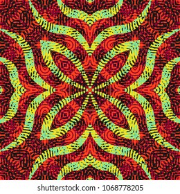 Endless color engraving pattern. Texture for certificate or diploma, currency and money design. Single-leaf woodcut, xylography, printmaking. Vector Illustration