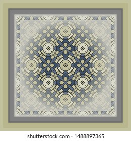 Endless colorful pattern for wallpapers, design and backgrounds, vector  pattern in gold and beige. Scarf design. Frame.