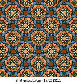 Endless colorful pattern for wallpapers, design and backgrounds, vector seamless mandala pattern.