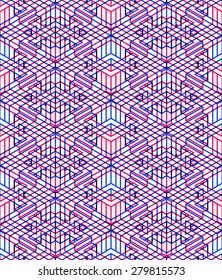 Endless colorful symmetric pattern, graphic design. Geometric intertwine optical composition, clear EPS10.