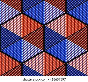 Endless colorful symmetric pattern, graphic design. Geometric intertwine optical composition, clear EPS10.
