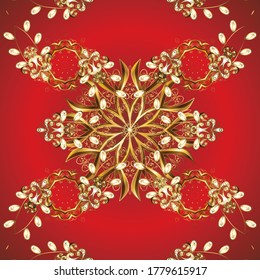 Endless curl ornament. Can be used for greeting cards, wedding invitations, logo, printing on fabric. Sketch, doodle, scribble on red and brown colors. Vector. In simple style. Seamless swirl pattern.