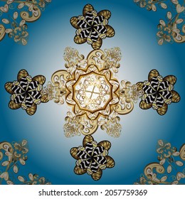 Endless curl ornament. Can be used for greeting cards, wedding, logo, printing on fabric. In simple style. Seamless swirl pattern. Sketch, doodle, scribble on yellow, neutral and blue colors. Vector.