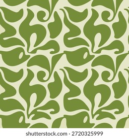 Textura decorativa interminable con motivos fluidos de la naturaleza en tonos tierra apagados para la impresión de tela