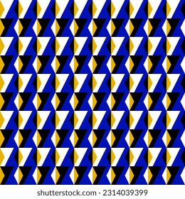 Diseño sin fin con elementos azules, amarillos, blancos y negros, generando una ilusión óptica de una superficie cambiante. Perfecto para los antecedentes psicodélicos abstractos.