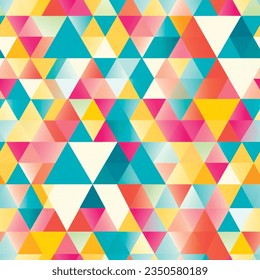 Endless design featuring triangles in a kaleidoscope of abstract hues, creating a mesmerizing mosaic. Vector illustration.