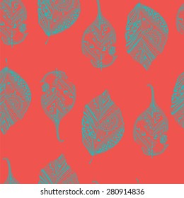 Endless elegant texture with leaves.