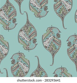 Endless elegant texture with leaves.