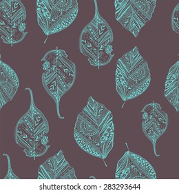 Endless elegant texture with leaves.