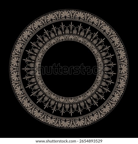 Endless European round pattern in the Victorian style. Circle frame. Egyptian, Assyrian, Greek motif circular frame. Pattern for border, frame. Ancient Greece, Roman Empire. For textile, embroidery