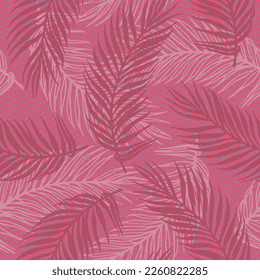 Endless exotic palm leaves vector pattern. Floral elements over waves texture background. Organic palm tree branches illustration. Big leaves greenery pattern. Rainforest background.