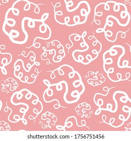Tejidos interminables de color blanco de línea de espiral plana de color blanco sobre fondo rosado para papel pintado, embalaje y textil. Forma geométrica abstracta contemporánea de un patrón sin fisuras.