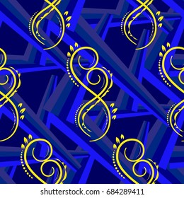 Endless floral abstract pattern. Background texture.  Vector illustration.