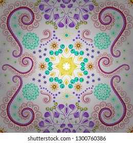 Endless floral abstract seamless pattern. Background texture in red, white and violet colors. Vector illustration.