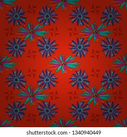 Endless floral abstract seamless pattern. Background texture in violet, red and blue colors. Vector illustration.