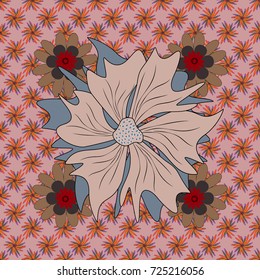Endless floral abstract seamless pattern. Background texture in neutral, brown and orange colors. Vector illustration.