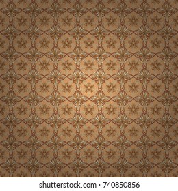 Endless floral abstract seamless pattern. Background texture in orange, brown and beige colors. Vector illustration.