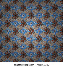 Endless floral abstract seamless pattern. Background texture in gray, blue and beige colors. Vector illustration.