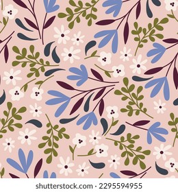 Endless floral background on pink background. Seamless Repeat Pattern. Artistic vector pattern for textiles, packaging, paper, wallpaper.