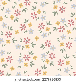 Interminable fondo floral de estilo rústico. Patrón de repetición sin problemas. Patrón vectorial artístico para textiles, envasado, papel, papel pintado.