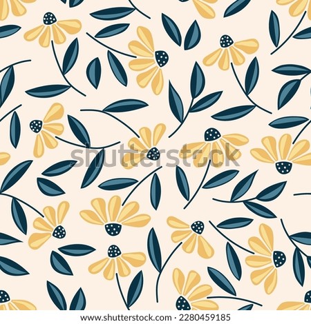 Endless floral background in rustic style. Seamless Repeat Pattern. Artistic vector pattern for textiles, packaging, paper, wallpaper.