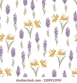Endless floral background. Seamless Repeat Pattern. Summer natural vector pattern for textiles, packaging, paper, wallpaper.