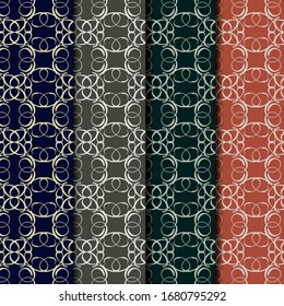 Endless floral ethnic pattern in four different colors.