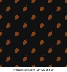 Endless floral pattern with autumn background with brown fallen leaves. Alder leaf. Dark gray. Vector illustration for printing on fabric, wallpaper, packaging, etc.