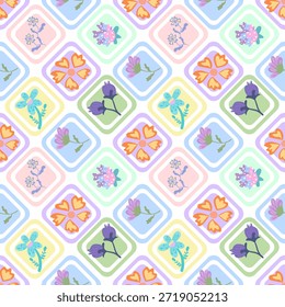 Un patrón floral interminable crea una tela hermosa, perfecta para envolver regalos, diseños de calcetines, ropa y sábanas.