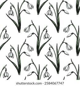 Padrão floral infinito sobre fundo branco.
