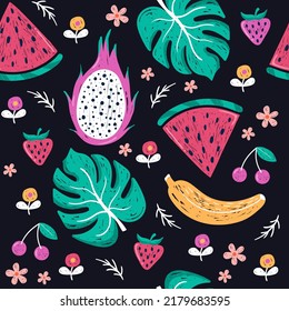 Endless fruit summer seamless pattern