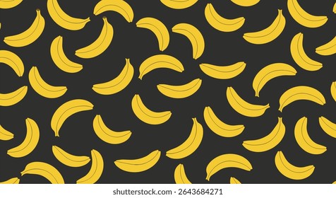 Fundo de padrão temático de frutas intermináveis com bananas para impressão sob demanda
