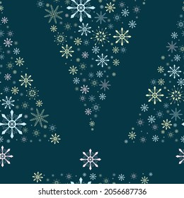 endless geometric pattern beautiful delicate multicolored christmas tree made of hand drawn pastel colors snowflakes