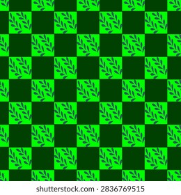 Endless geometric pattern with green element on green background.
