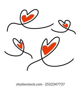 Símbolos de amor coloridos y corazón sin fin en un diseño lineal minimalista. Trazos finos y elegantes con un estilo de doodle romántico. Ilustración vectorial editable.






