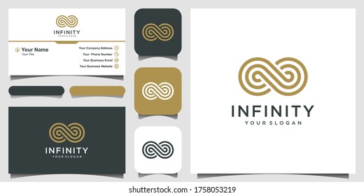 Endless Infinity Loop with line art style vector symbol, conceptual logo special design. business card design