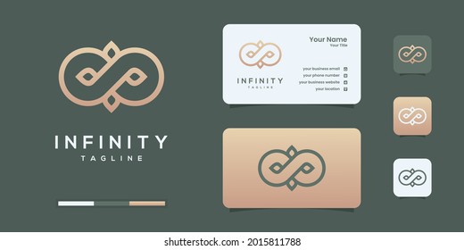 Bucle infinito con símbolo de estilo de arte de línea, plantillas de diseño de logotipo especiales conceptuales.