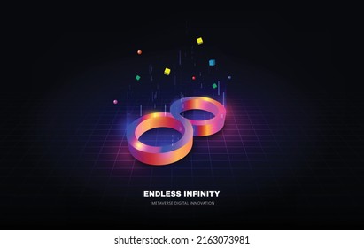 Endless infinity sign of virtual reality metaverse digital innovation game or internet future online simulation media cyber