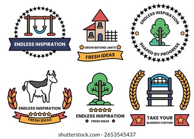 Endless inspiration is the idea behind these six different icons. Each one represents a different aspect of inspiration, such as fresh ideas, growth beyond limits