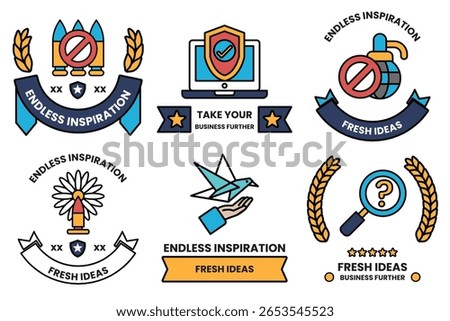Endless inspiration is the idea behind these six different badges. Each badge has a unique design and represents a different aspect of fresh ideas and business partnerships