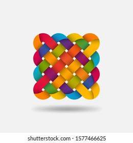 Endless Knot abstract symbol in rainbow colors