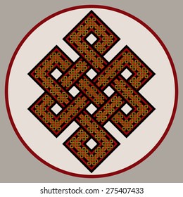 The Endless Knot. Sacred symbol of the rebirth's concatenation in the Buddhism. Ornate variant.