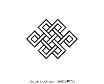 Endless knot, symbolism icon. Vector illustration, flat design.