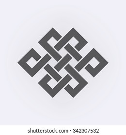 Endless Knot Tibet, Eternal , Buddhism and Spirituality . Vector illustration
